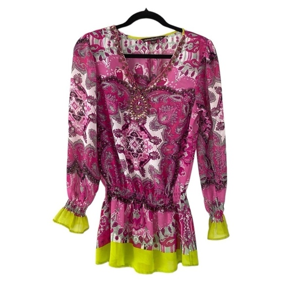 Mushka by Sienna Rose Pink Bohemian Boho Peasant Top Blouse size S - Picture 1 of 6